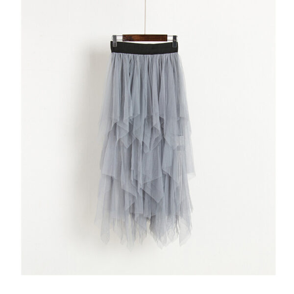 Asymmetric Mesh Skirt - Women's High Waist Fairy Tide Skirt